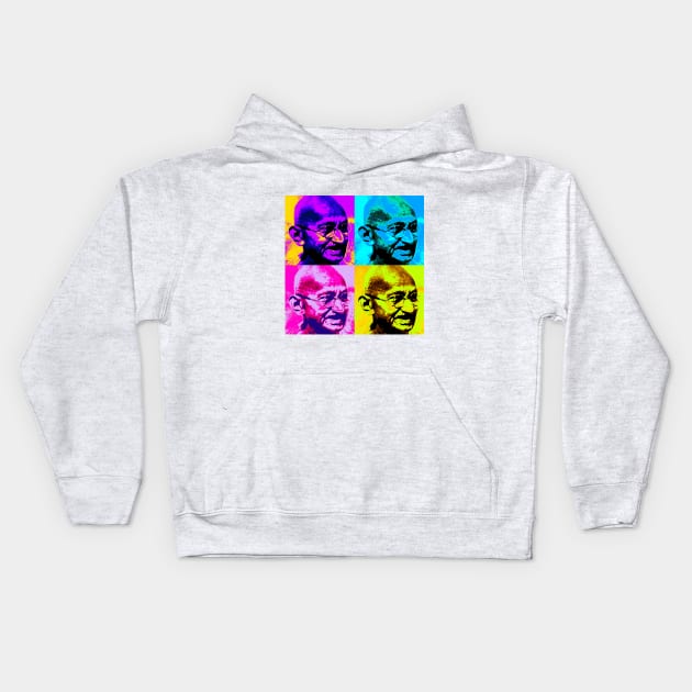 Mahatma Gandhi Pop Art Design Kids Hoodie by Naves